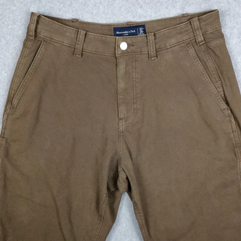Abercrombie & Fitch Mens 32x28 Brown Canvas Loose Workwear Pants
